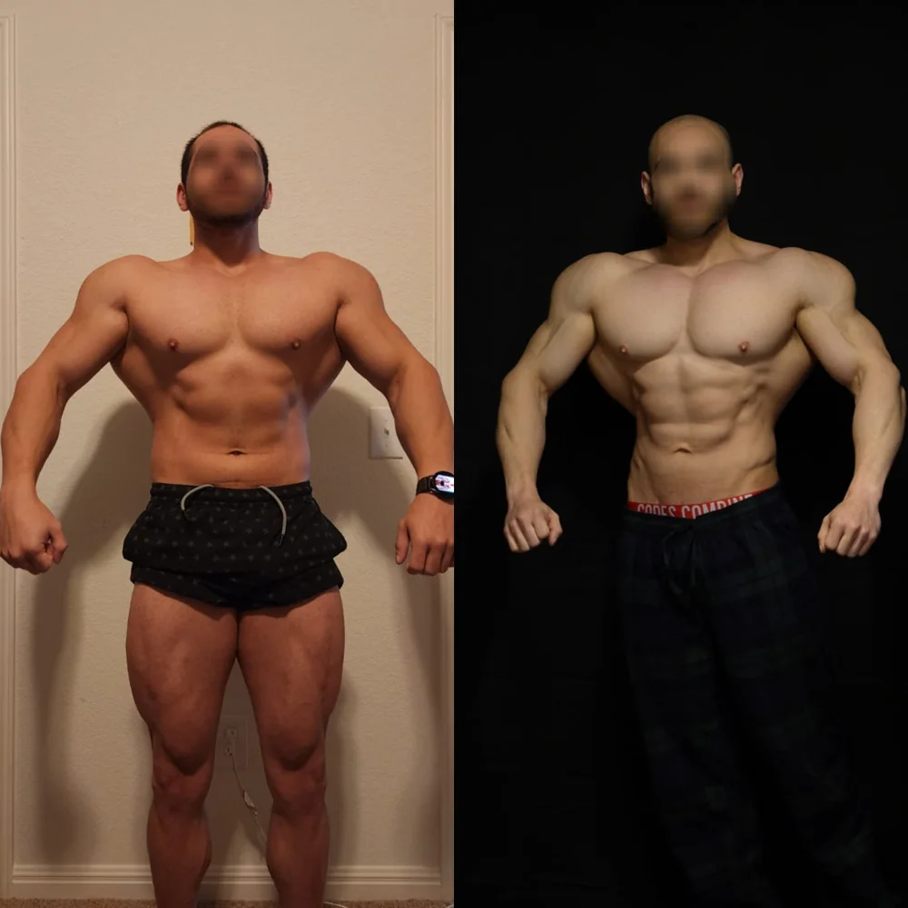 CM Strength bodybuilding coaching client physique transformation comparison